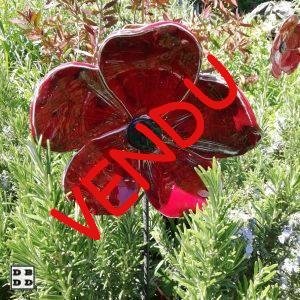 fleur céramique rouge