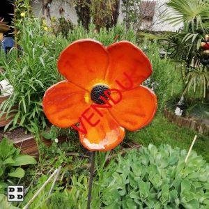 fleur céramique orange