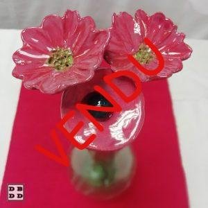 fleurs céramique rose en bouquet