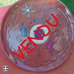 Plat céramique naïf rouge
